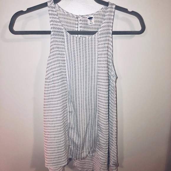 Sleeveless Blue & White Dot Pattern Swing Tank - Picture 1 of 5